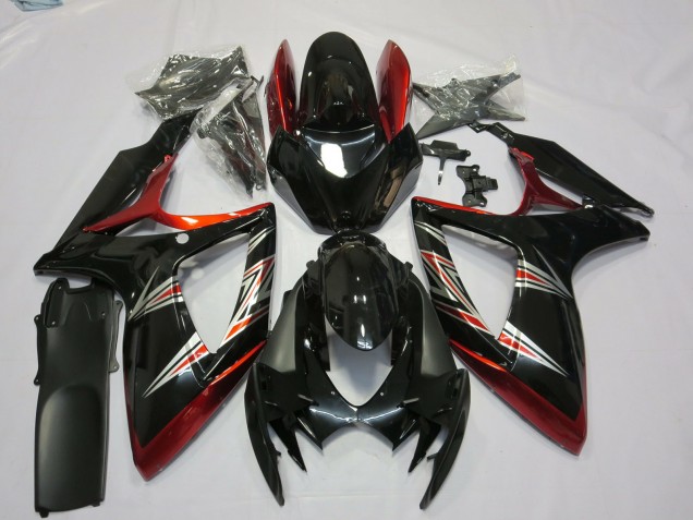 Carenagens Moto Suzuki GSXR 600 / GSXR 750 2006-2007 - Vermelho Preto Brilhante