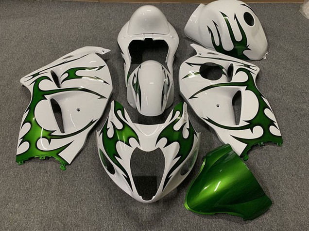 Carenagens Moto Suzuki GSXR 1300 1996-2007 - Branco Verde Chama