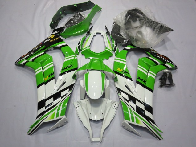Carenagem Moto Kawasaki ZX10R 2011-2015 - Branco Verde Amarelo Preto Maxxis Dunlop