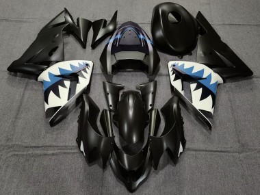 Carenagens Moto Kawasaki ZX10R 2004-2005 - Preto Fosco Azul Claro Tubarão