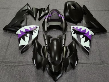 Carenagens Moto Kawasaki ZX10R 2004-2005 - Preto Fosco Roxo Tubarão