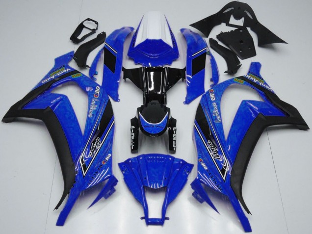 Carenagens Moto Kawasaki ZX10R 2011-2015 - Branco Azul Preto Brilhante OEM Estilo