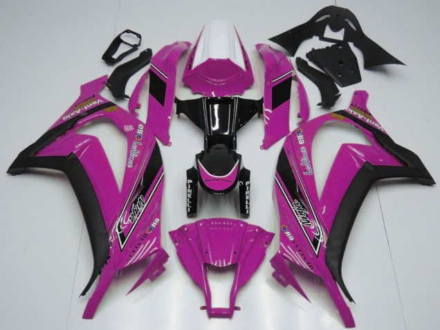 Carenagens Moto Kawasaki ZX10R 2011-2015 - Branco Rosa Preto Brilhante OEM Estilo