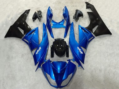 Carenagem Moto Kawasaki ZX6R 2009-2012 - Azul Preto Brilhante