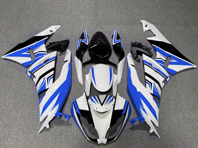 Carenagens Moto Kawasaki ZX6R 2009-2012 - Branco Azul Preto Zag