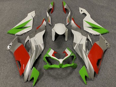 Carenagens Moto Kawasaki ZX6R 2019-2022 - Branco Prata Verde Vermelho