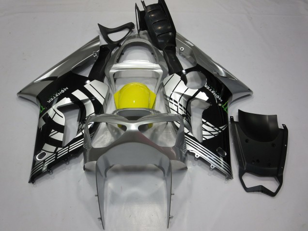Carenagens Moto Kawasaki ZX6R 2003-2004 - Prata Amarelo Preto Brilhante