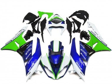 Carenagens Moto Kawasaki ZX6R 2009-2012 - Branco Verde Azul Preto