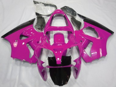 Carenagens Moto Kawasaki ZX6R 2000-2002 - Rosa Preto Brilhante