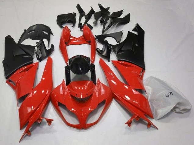 Carenagens Moto Kawasaki ZX6R 2009-2012 - Vermelho Preto Brilhante Preto Fosco