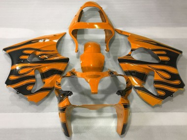 Carenagens Moto Kawasaki ZX6R 2000-2002 - Laranja Preto Chama