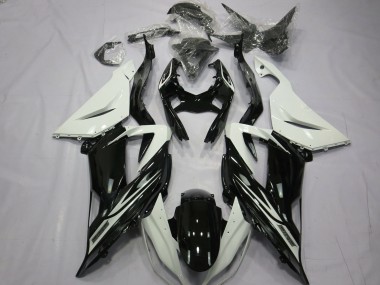 Carenagens Moto Kawasaki ZX6R 2013-2018 - Branco Preto Brilhante