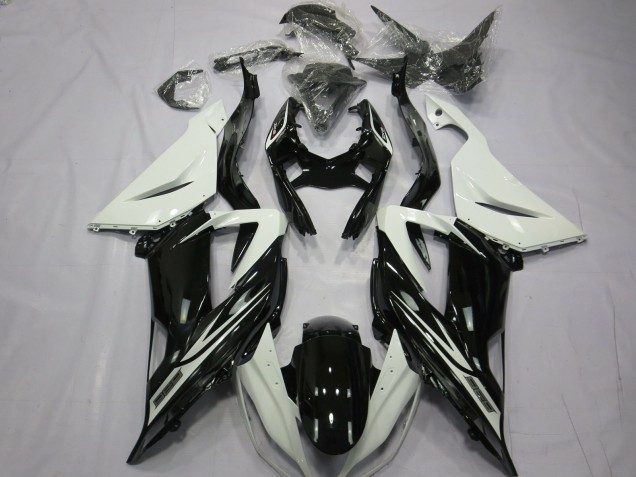 Carenagens Moto Kawasaki ZX6R 2013-2018 - Branco Preto Brilhante