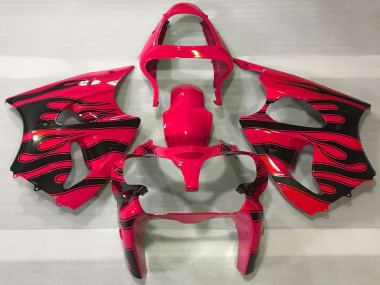 Carenagens Moto Kawasaki ZX6R 2000-2002 - Vermelho Preto Chama