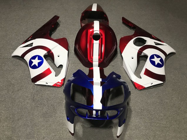 Carenagens Moto Kawasaki ZX12R 2002-2006 - Vermelho Azul Branco Star Captain America
