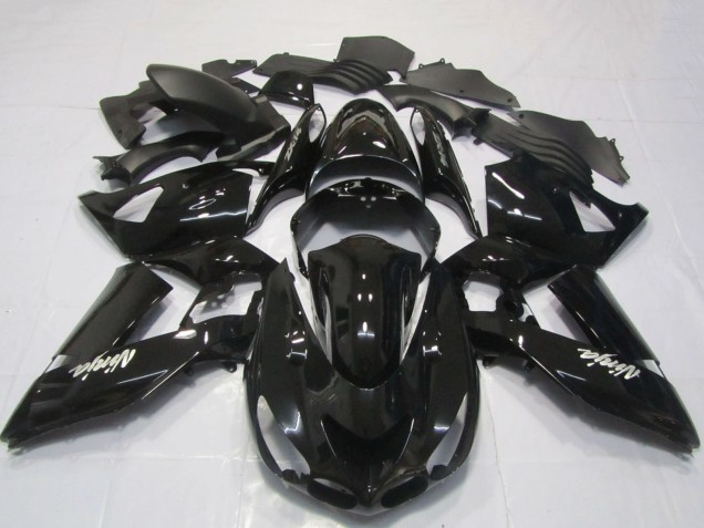 Carenagens Moto Kawasaki ZX14R 2006-2011 - Preto Brilhante Branco Ninja