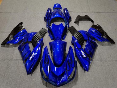 Carenagens Moto Kawasaki ZX14R 2006-2011 - Azul Preto Chama