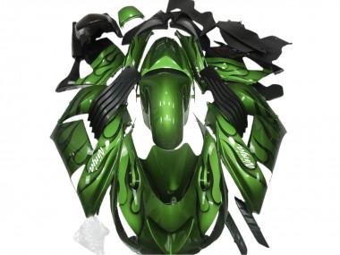Carenagens Moto Kawasaki ZX14R 2006-2011 - Verde Preto Chama