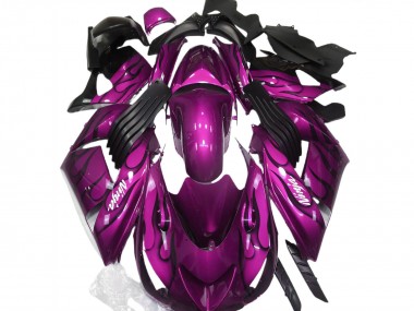 Carenagem Moto Kawasaki ZX14R 2006-2011 - Roxo Preto Chama Branco Ninja
