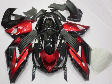 Carenagens Moto Kawasaki ZX14R 2006-2011 - Vermelho Preto Brilhante Listra