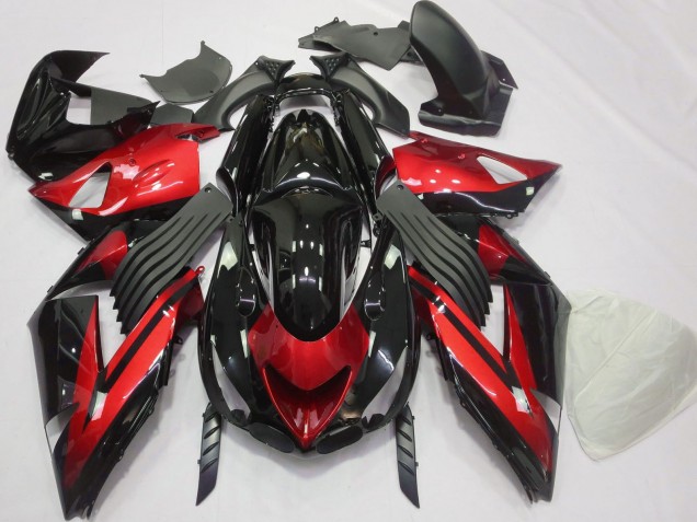 Carenagens Moto Kawasaki ZX14R 2006-2011 - Vermelho Preto Brilhante Listra