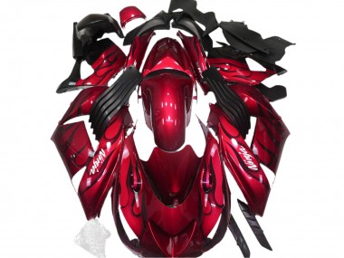 Carenagens Moto Kawasaki ZX14R 2006-2011 - Vermelho Preto Chama Branco Ninja