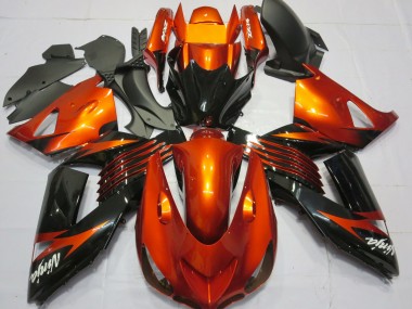 Carenagens Moto Kawasaki ZX14R 2006-2011 - Laranja Preto Brilhante