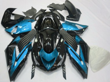 Carenagens Moto Kawasaki ZX14R 2006-2011 - Azul Claro Preto Brilhante
