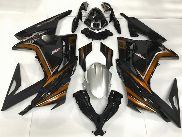 Carenagens Moto Kawasaki Ninja 300 2013-2024 - Preto Brilhante Laranja