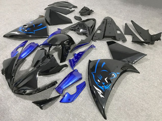 Carenagens Moto Yamaha R1 2009-2011 - Preto Brilhante Azul Panther