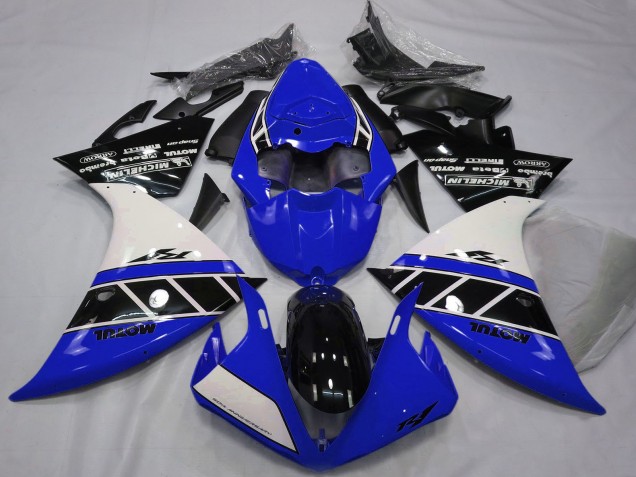Carenagens Moto Yamaha R1 2012-2014 - Branco Azul Preto Brilhante