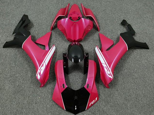 Carenagens Moto Yamaha R1 2015-2019 - Rosa Choque Branco Preto Brilhante