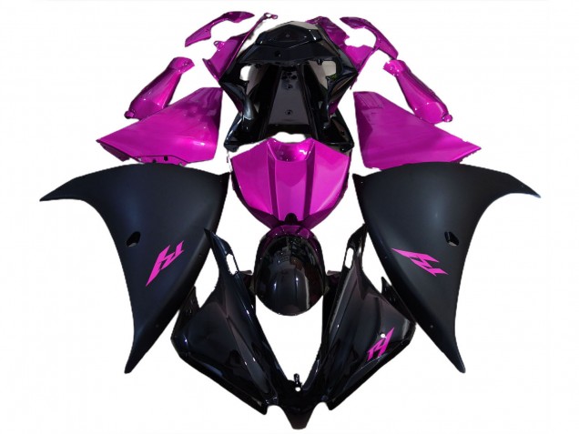 Carenagens Moto Yamaha R1 2012-2014 - Preto Brilhante Preto Fosco Rosa