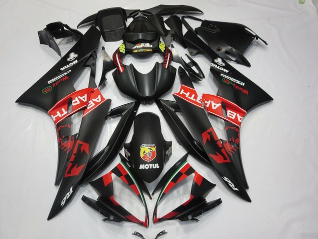 Carenagens Moto Yamaha R6 2006-2007 - Preto Fosco Vermelho Abarth Motul Michelin