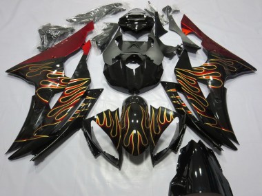 Carenagens Moto Yamaha R6 2008-2016 - Vermelho Preto Brilhante Ouro Chama