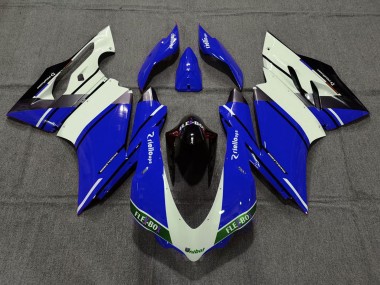 Carenagens Moto Ducati 959 1299 2015-2020 - Azul Branco Preto Brilhante Unibat Flex-Box OEM Estilo