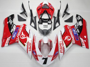 Carenagens Moto Ducati 848 1098 1198 2007-2014 - Branco Vermelho Azul Preto Brilhante Ficc Fiamm 7