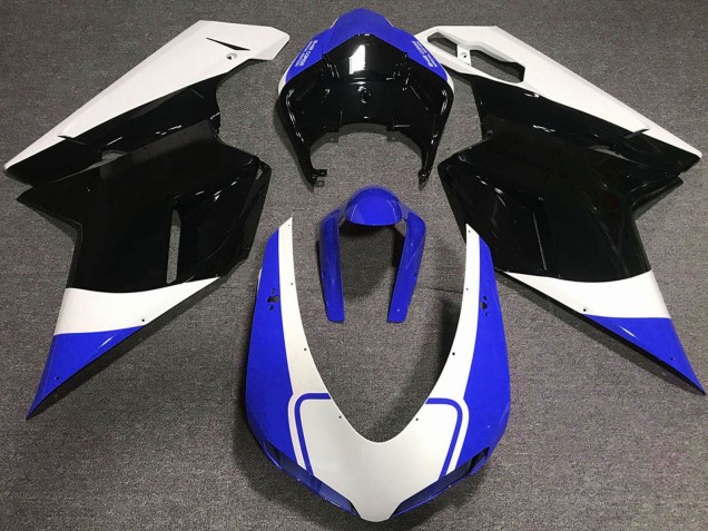 Carenagem Moto Ducati 848 1098 1198 2007-2014 - Branco Azul Preto Brilhante