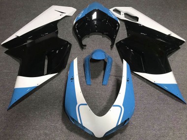 Carenagens Moto Ducati 848 1098 1198 2007-2014 - Branco Azul Preto Brilhante