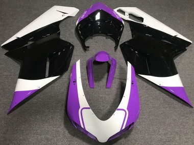 Carenagens Moto Ducati 848 1098 1198 2007-2014 - Branco Roxo Preto Brilhante