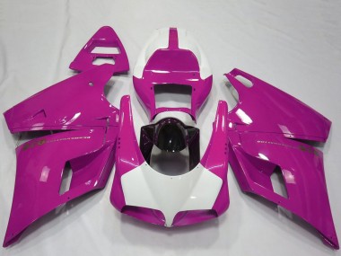 Carenagens Moto Ducati 916 1993-2005 - Rosa Branco Preto Brilhante Performance