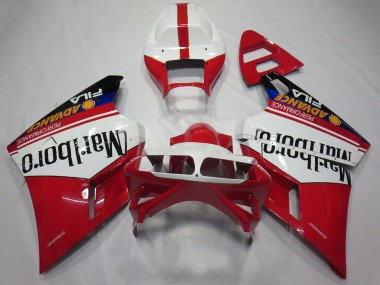 Carenagens Moto Ducati 748 916 996 998 1993-2005 - Branco Vermelho Preto Brilhante Marlboro