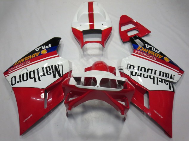 Carenagens Moto Ducati 748 916 996 998 1993-2005 - Branco Vermelho Preto Brilhante Marlboro