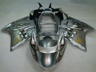 Carenagem Moto Honda CBR1100XX Blackbird 1996-2007 - Prata Preto Chama