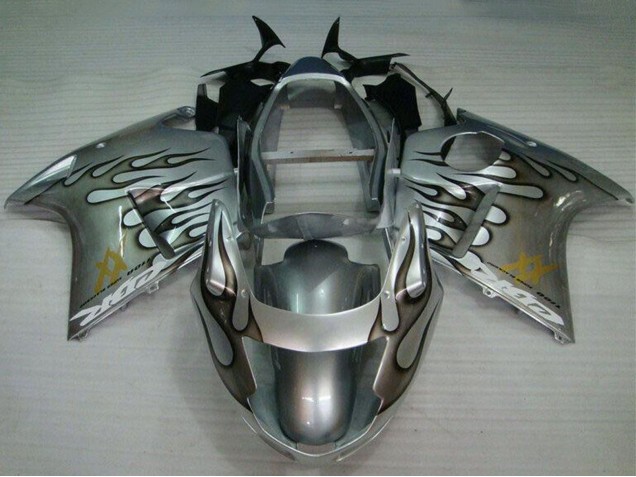 Carenagem Moto Honda CBR1100XX Blackbird 1996-2007 - Prata Preto Chama