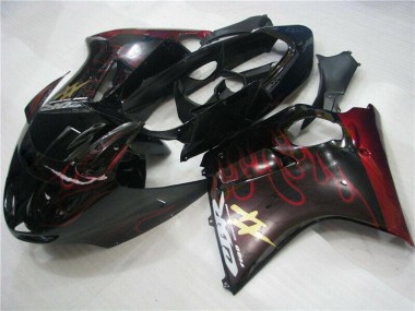 Kit Carenagens Moto Honda CBR1100XX Blackbird 1996-2007 - Preto Brilhante Vermelho Chama