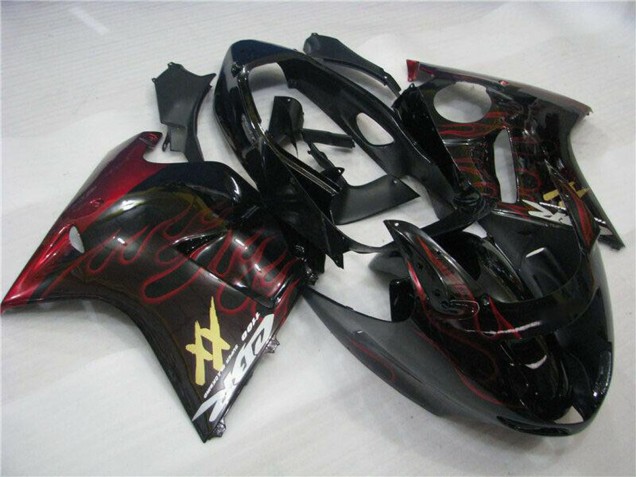 Kit Carenagens Moto Honda CBR1100XX Blackbird 1996-2007 - Preto Brilhante Vermelho Chama