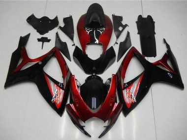 Carenagem Moto Suzuki GSXR 600/750 2006-2007 - Vermelho Preto Brilhante