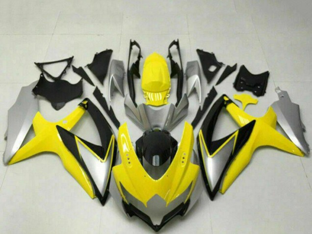 Carenagens Moto Suzuki GSXR 600/750 2008-2010 - Amarelo Prata Preto Brilhante