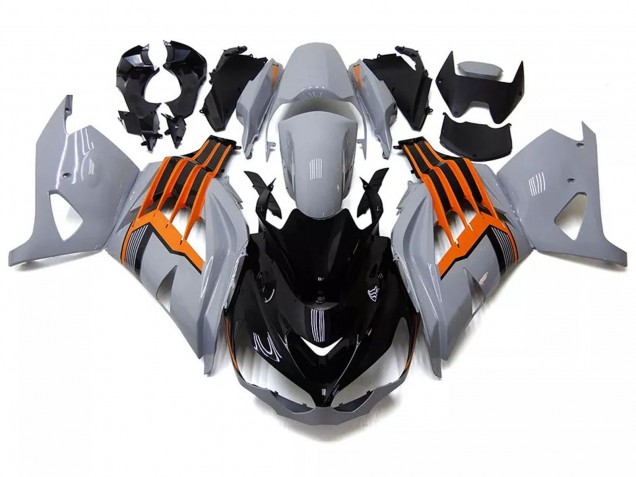 Carenagens Moto Kawasaki ZX14R ZZR1400 2012-2024 - Nardo Cinzento Laranja Preto